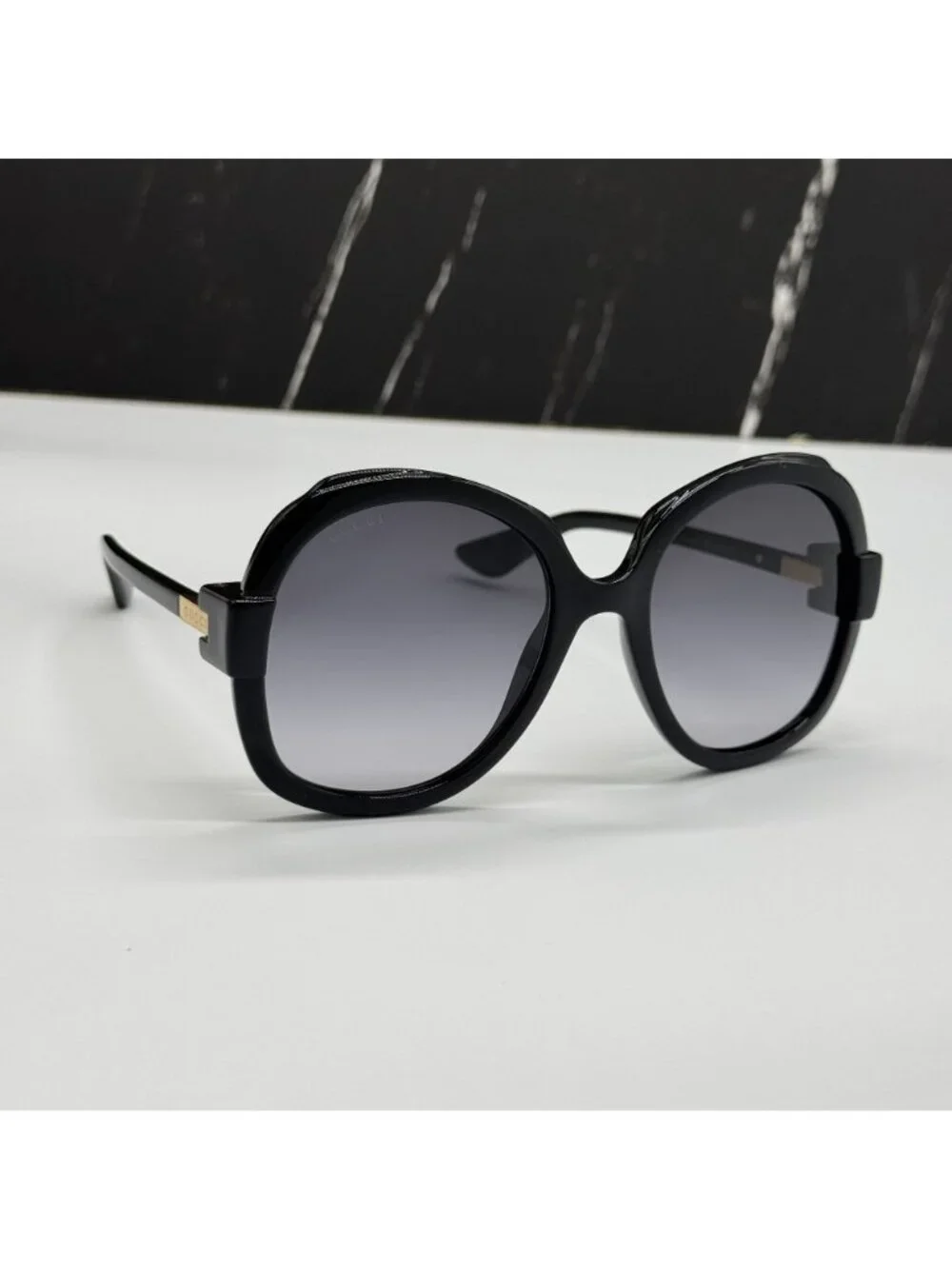 New Gucci GG1432S 001 Black Gray Oversized Women Sunglasses